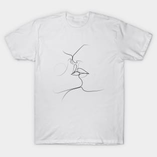 Kiss Kiss One Line | One Line Artist | Minimal Art | One Line Art | Minimalist T-Shirt